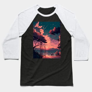 Aesthetic Anime Sunset Background Artwork #1 Baseball T-Shirt